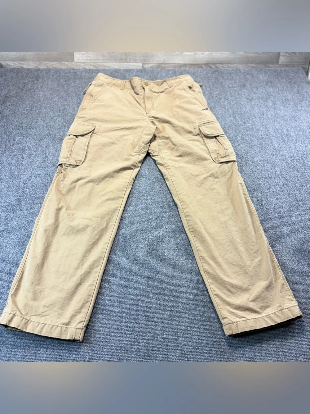 L.L. Bean Flannel-Lined Cargo Multiple Pockets Mens Sz 35X34 Tan Winter Pants